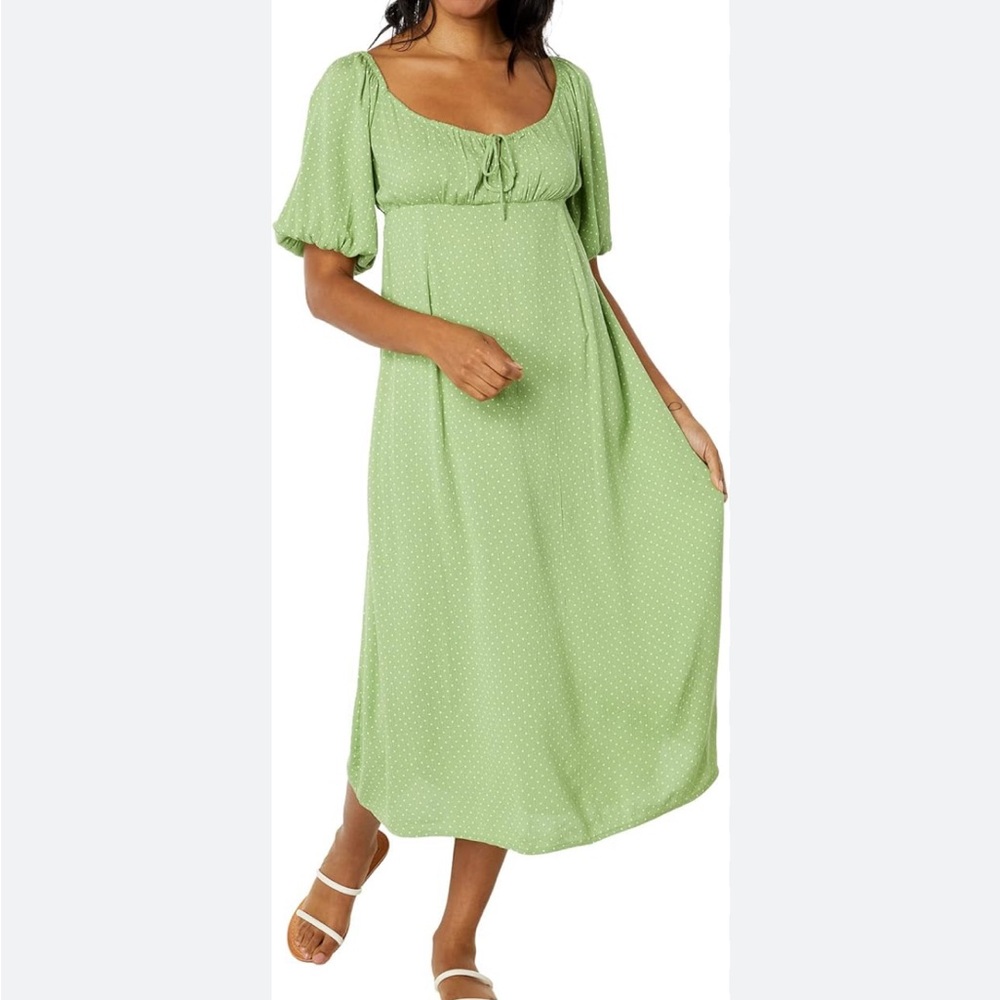 Billabong green polka dot true romance midi dress